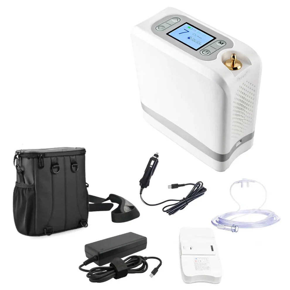 Advanced 1-7L/Min Oxygen Concentrator – AI Breath Detection, 90-94% Oxygen Purity