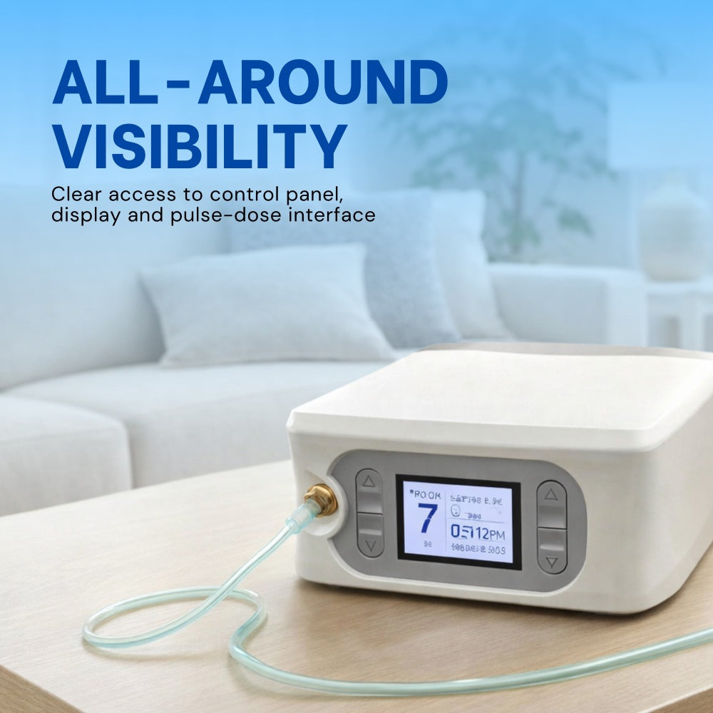 Advanced 1-7L/Min Oxygen Concentrator – AI Breath Detection, 90-94% Oxygen Purity