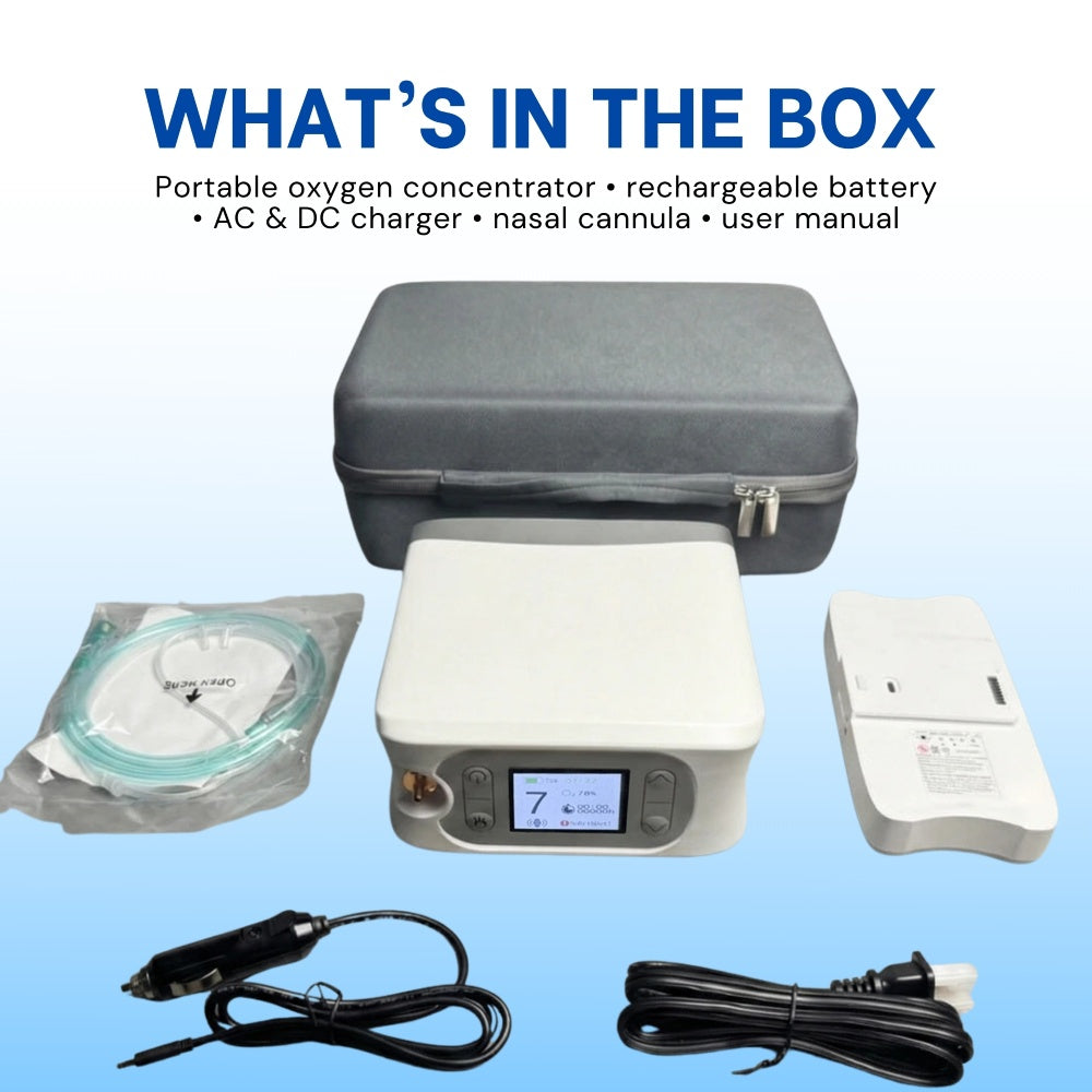 Advanced 1-7L/Min Oxygen Concentrator – AI Breath Detection, 90-94% Oxygen Purity