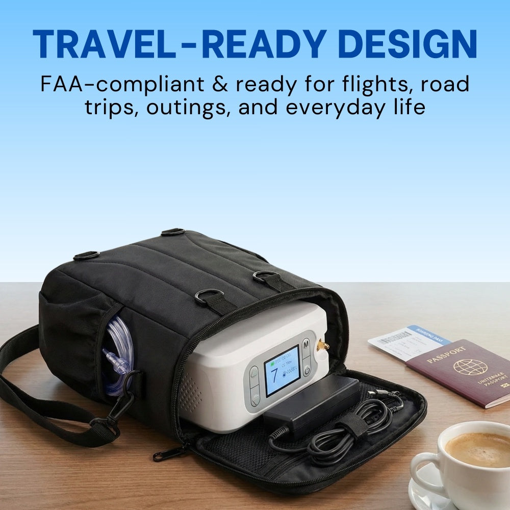 Advanced 1-7L/Min Oxygen Concentrator – AI Breath Detection, 90-94% Oxygen Purity