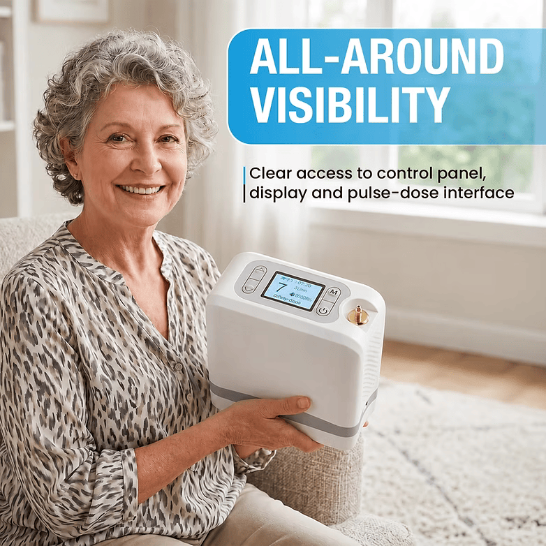 Advanced 1-7L/Min Oxygen Concentrator – AI Breath Detection, 85-90% Oxygen Purity