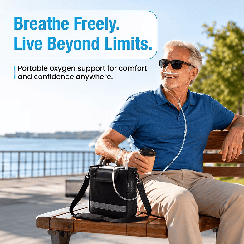 Advanced 1-7L/Min Oxygen Concentrator – AI Breath Detection, 85-90% Oxygen Purity