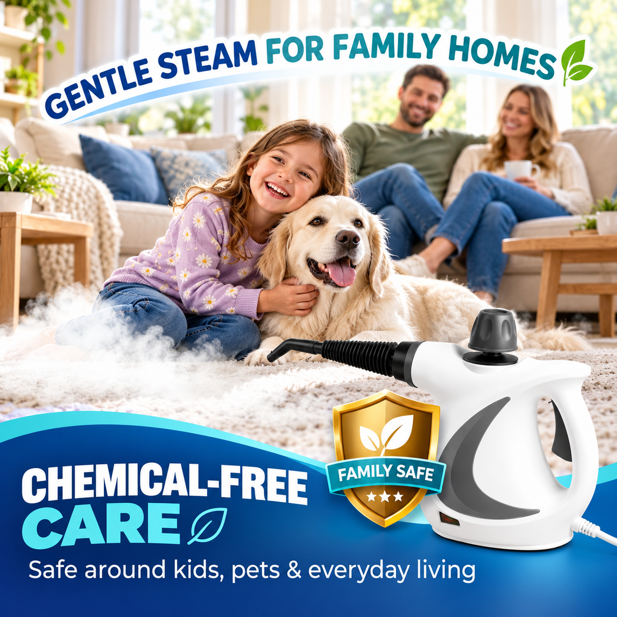 Handheld Steam Cleaner | Effortless, Powerful & Chemical-Free Deep Cleaning (12-Piece Kit)