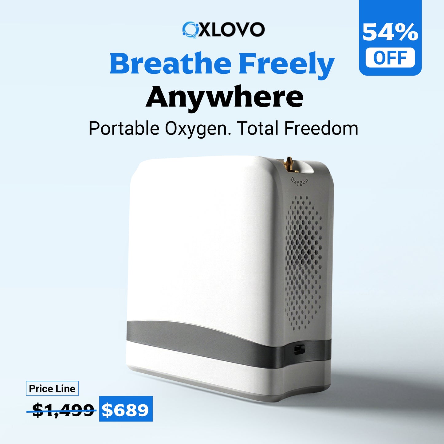 AI Powered Portable Oxygen Concentrator With Smart Pulse Flow | 1–7L Adjustable Oxygen Output | 90–94% Oxygen Purity