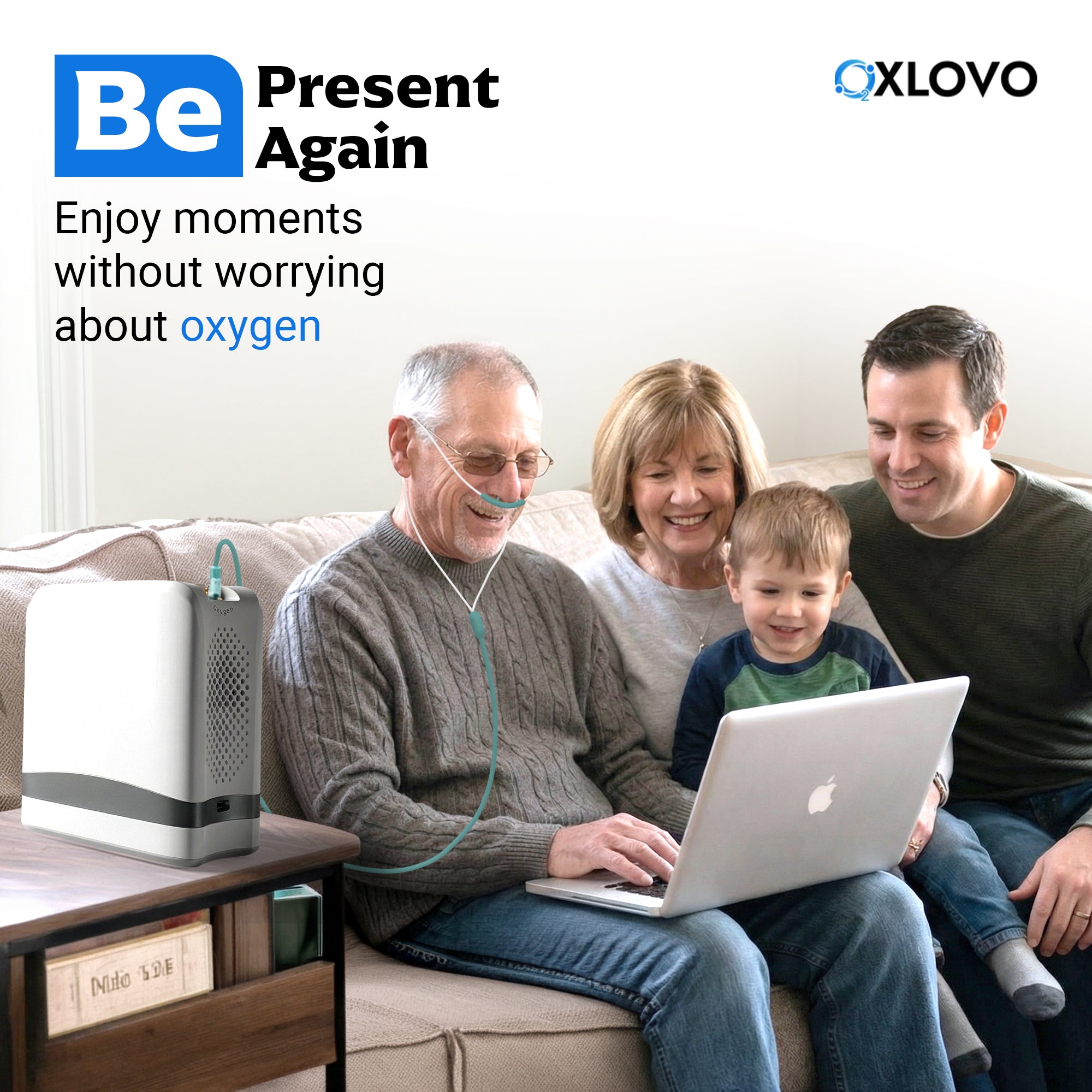 AI Powered Portable Oxygen Concentrator With Smart Pulse Flow | 1–7L Adjustable Oxygen Output | 90–94% Oxygen Purity
