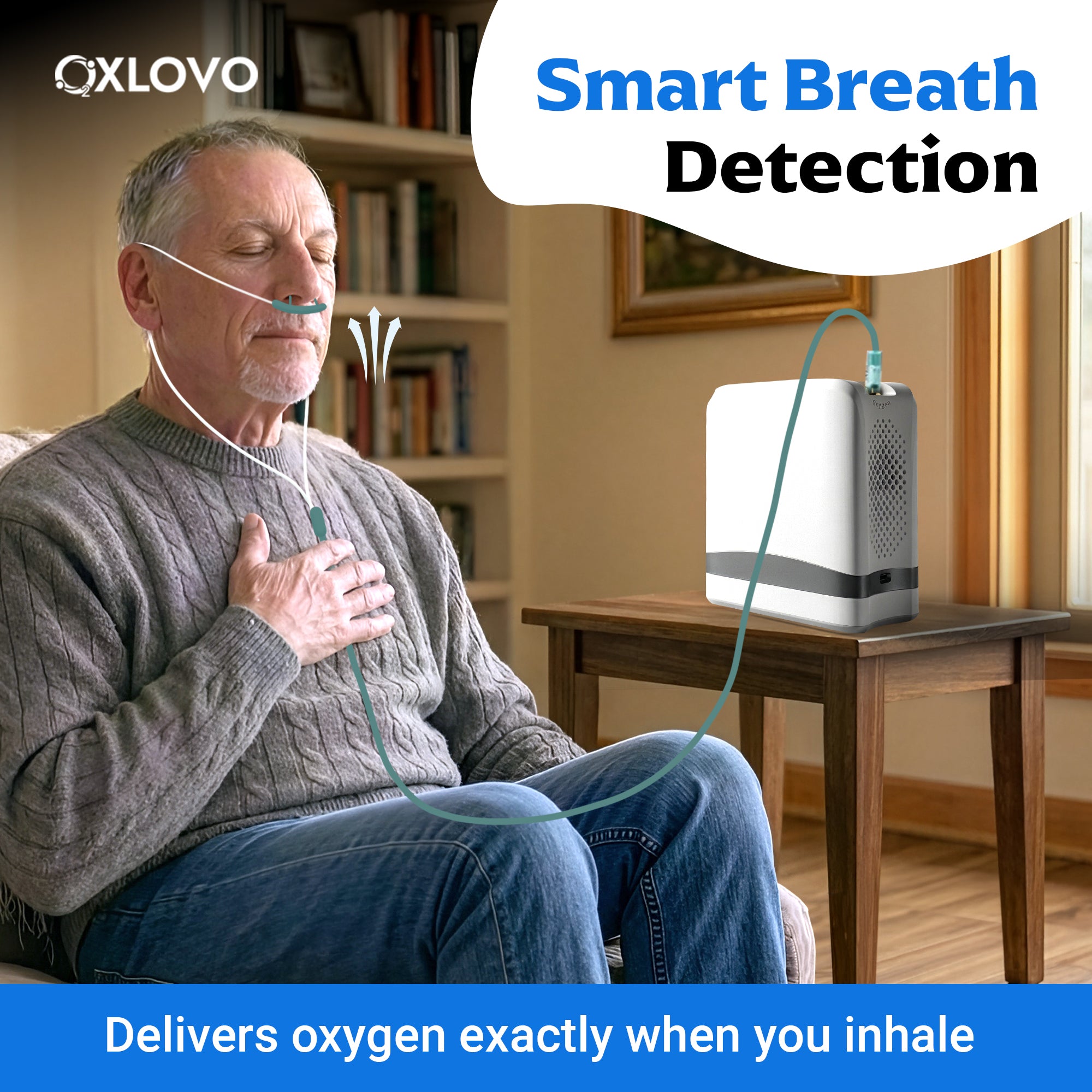 AI Powered Portable Oxygen Concentrator With Smart Pulse Flow | 1–7L Adjustable Oxygen Output | 90–94% Oxygen Purity