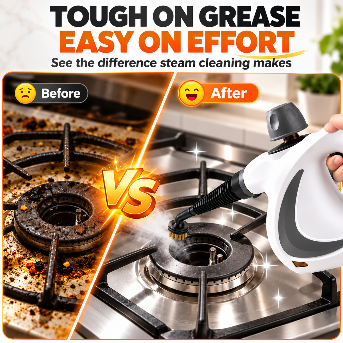 Handheld Steam Cleaner | Effortless, Powerful & Chemical-Free Deep Cleaning (12-Piece Kit)
