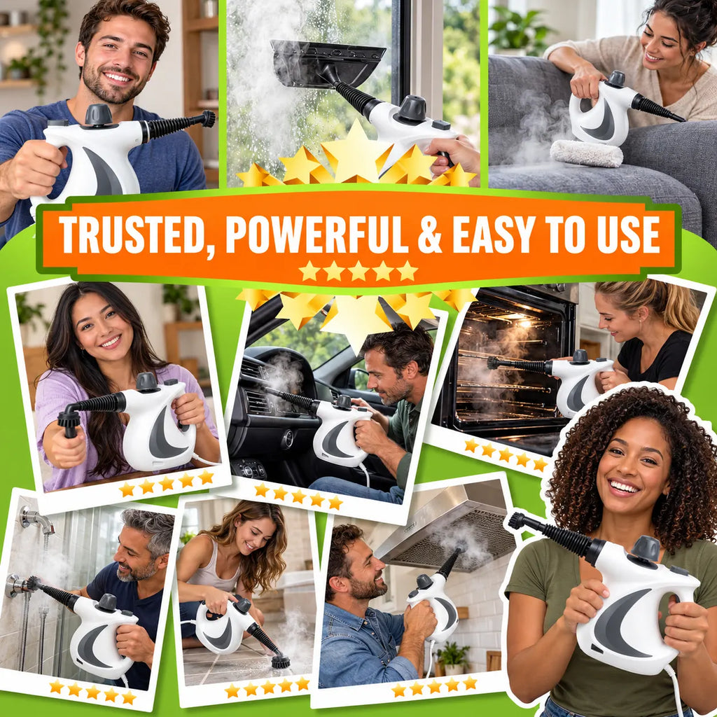 Handheld Steam Cleaner | Effortless, Powerful & Chemical-Free Deep Cleaning (12-Piece Kit)